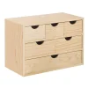 Cassettiera in legno mini 3x2x1 cassetti impiallacciata pino 28x40x20 cm beige