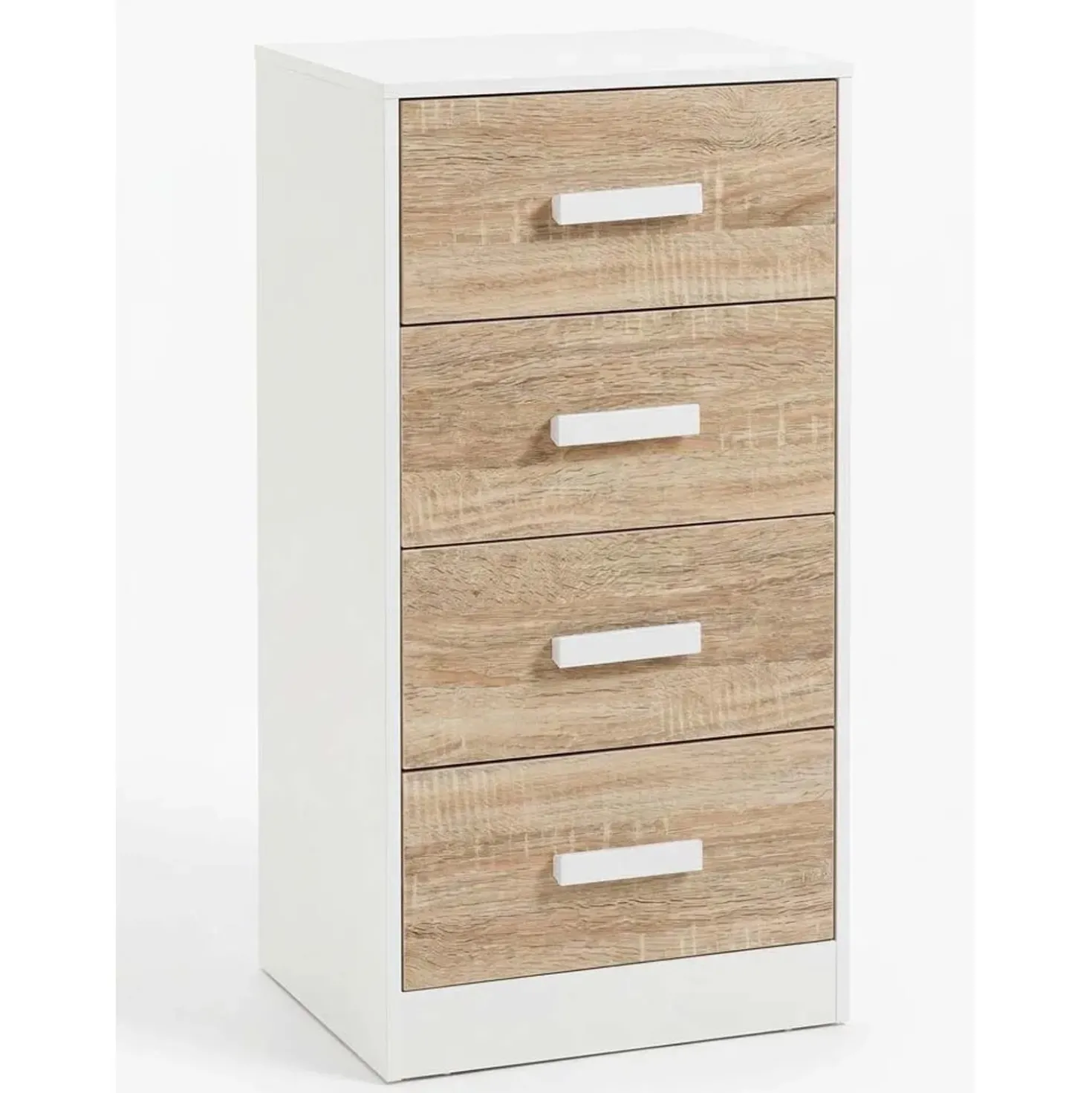 Cassettiera in pannello truciolare 4 cassetti 40x34x80 cm bianco