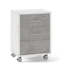 Cassettiera ufficio 3 cassetti 41x51x71 cm ossido bianco/cemento