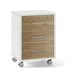 Cassettiera ufficio 3 cassetti 41x51x71 cm ossido bianco/noce stelvio