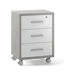 Cassettiera ufficio 3 cassetti 41x51x71 cm cemento/ossido bianco