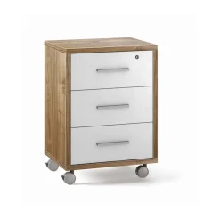 Cassettiera ufficio 3 cassetti 41x51x71 cm noce stelvio/ossido bianco