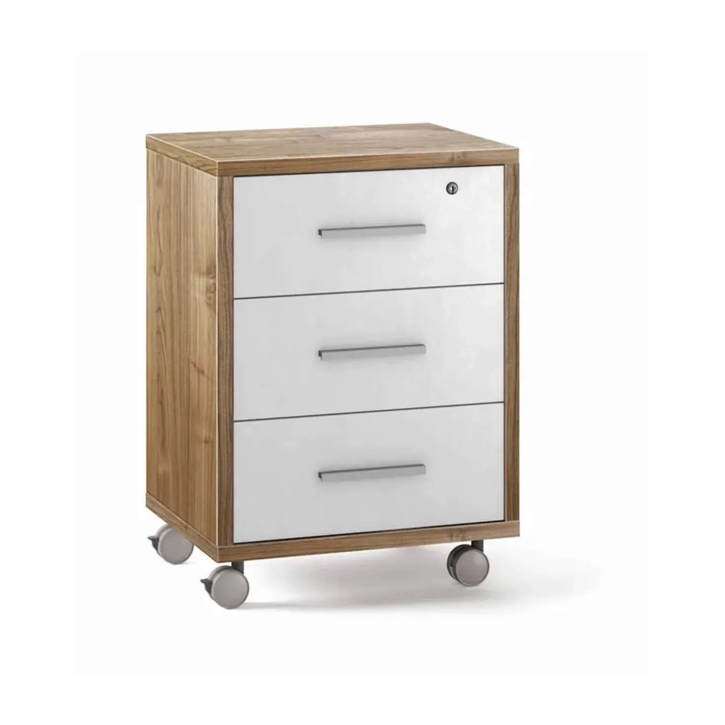 Cassettiera ufficio 3 cassetti 41x51x71 cm noce stelvio/ossido bianco