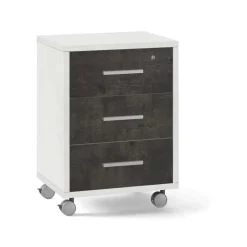 Cassettiera ufficio 3 cassetti 41x51x71 cm ossido bianco/ossido nero