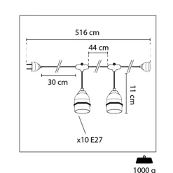 Catena luminosa da esterno LED Fiesta E27 6 W 500 lm 2200 K nera