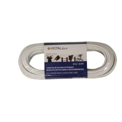 Cavetto in acciaio ottonato rivestito in pvc bianco anticorrosione diam. 4,5 mm
