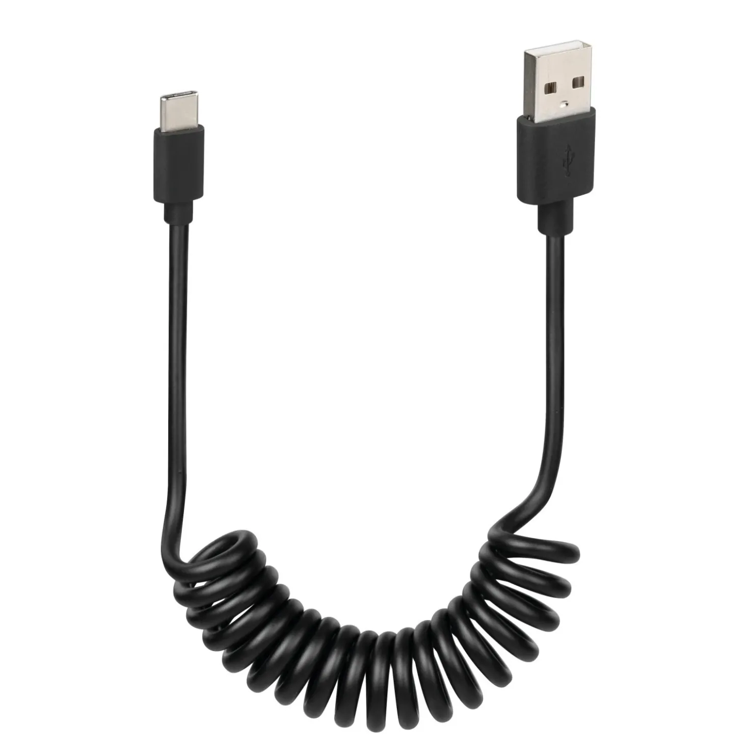 Cavo da Usb a Usb Type-C a spirale 100 cm nero