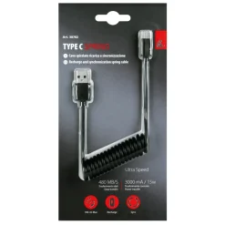 Cavo da Usb a Usb Type-C a spirale 100 cm nero