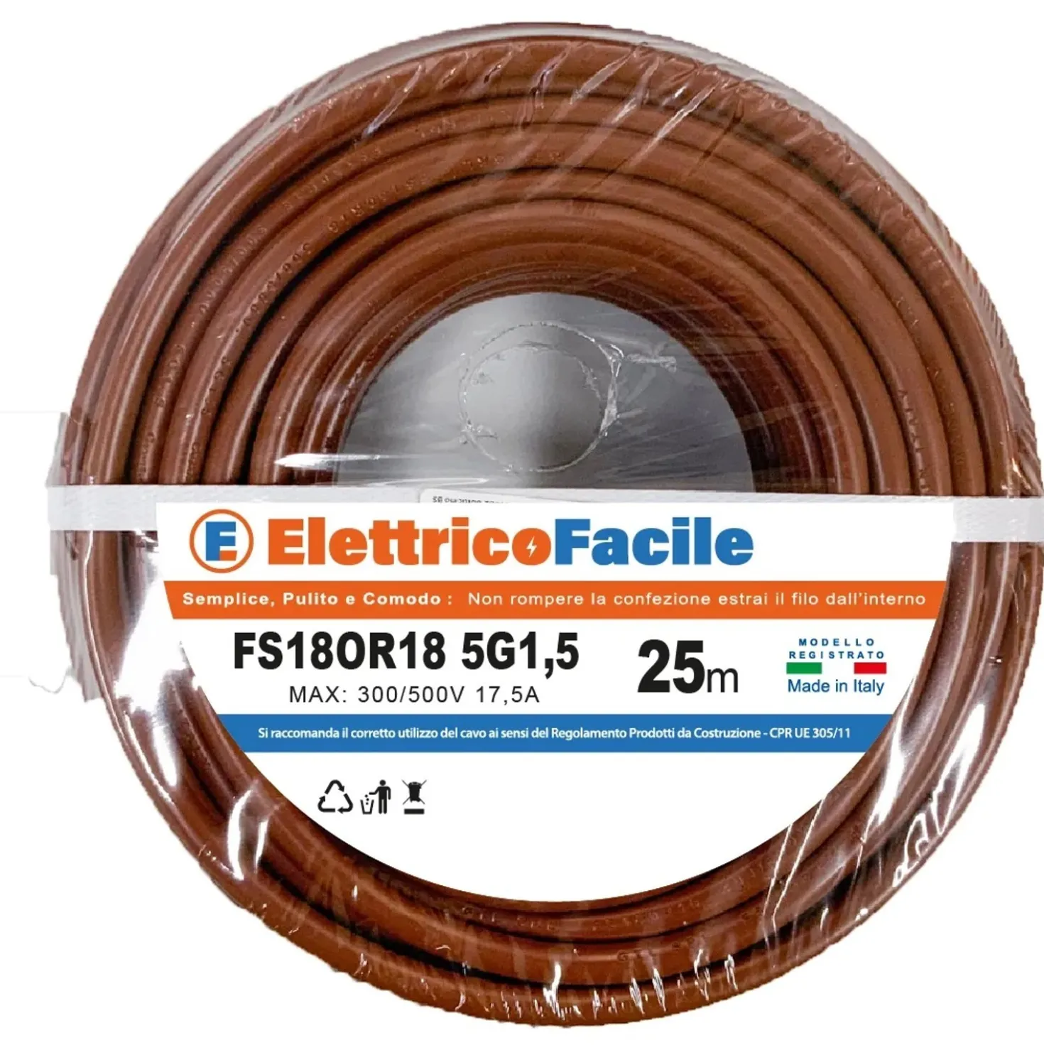 Cavo FS18OR18 5x1,5 mm² 25 m marrone