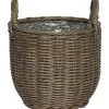 Cestino con manici piantumabile curvo Ø 27,5 x H 31,5 cm grigio