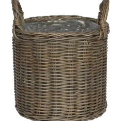 Cestino con manici piantumabile dritto Ø 27,5 x H 31,5 cm grigio