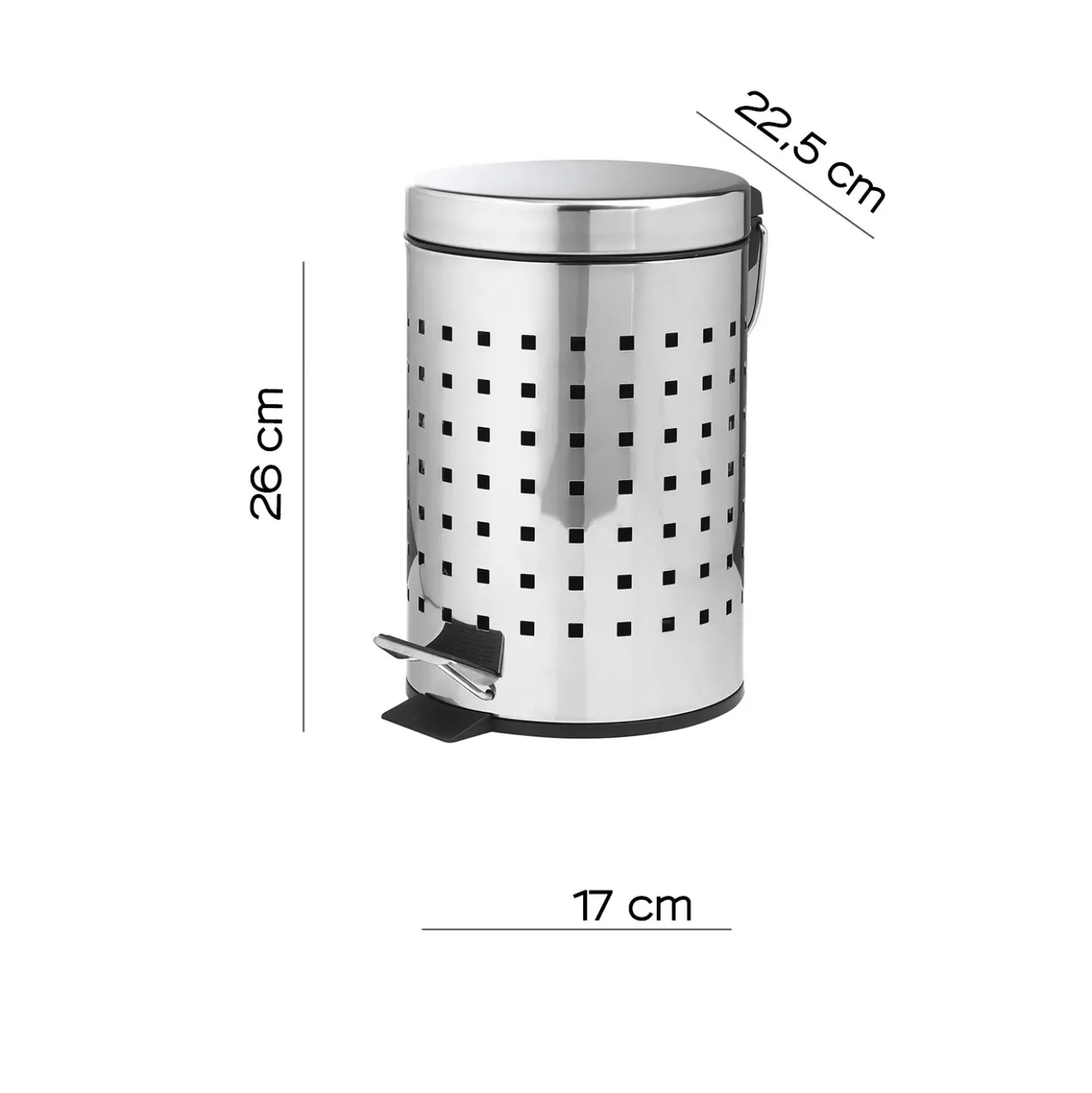 Cestino da bagno Grid in acciaio 3 l cromo