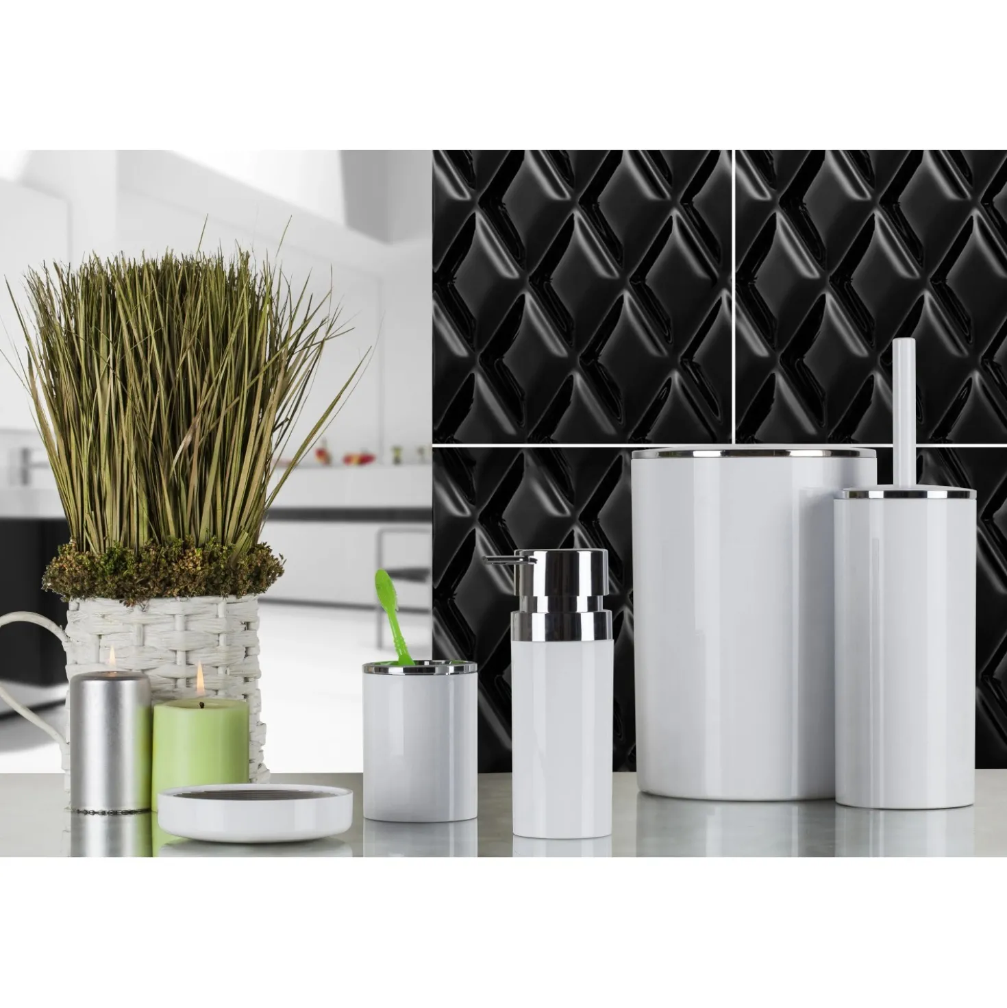 Cestino da bagno Ivory in plastica bianco