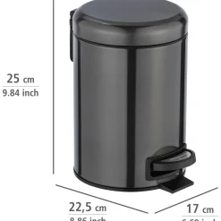 Cestino da bagno Wenko in acciaio 3 l nero