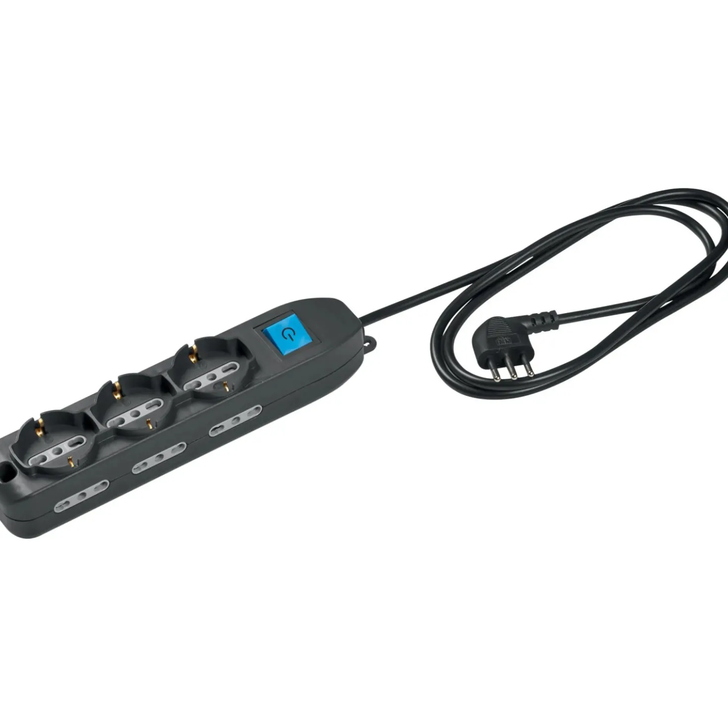 Ciabatta elettrica 3 prese tedesca e 6 prese 10/16 A nera