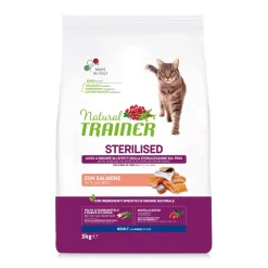 Cibo secco per gatti Natural Trainer salmone&fibra di pisello 3 kg