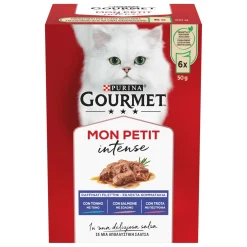 Cibo umido per gatti Purina Gourmet Mon Petit Tonno, Salmone e Trota 6x50 g