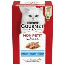 Cibo umido per gatti Purina Gourmet Mon Petit Merluzzo, Sardina e Salmone 6x50 g