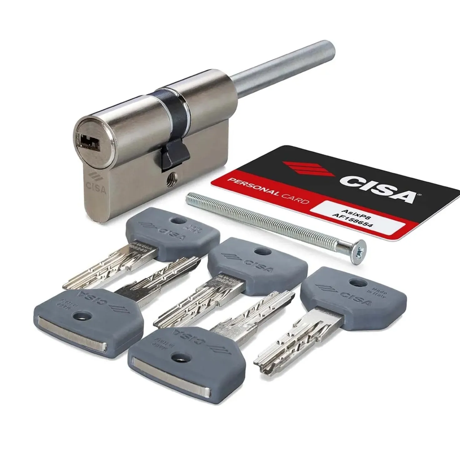 Cilindro europeo di sicurezza con codolo Cisa Asix P8 misura 30/50 mm