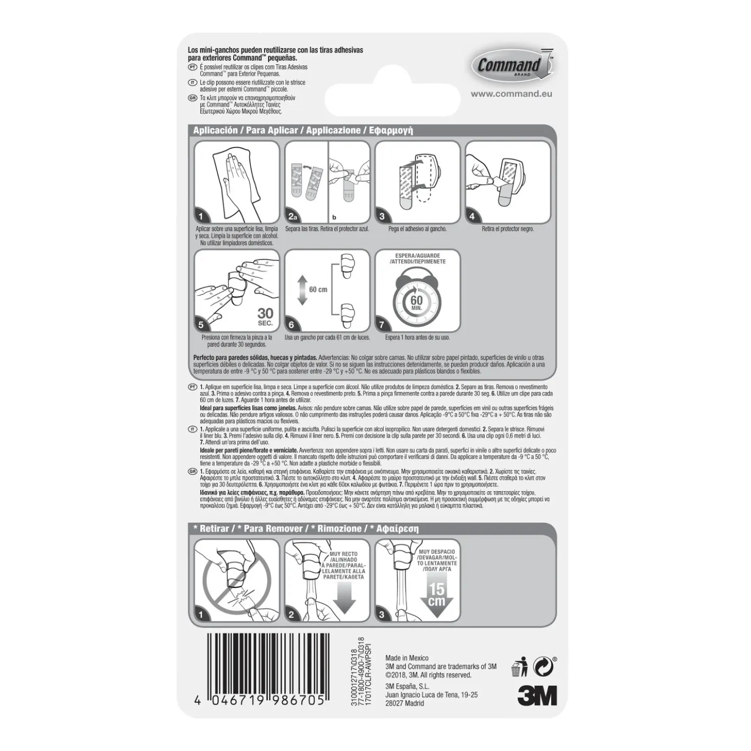 Clip adesive 3M Command™ per decorazioni da esterno XSmall trasparenti