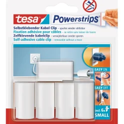 Clip cavo Tesa Powerstrips bianco 5 pz + 6 Pwerstrips Small