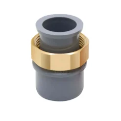 Codulo diritto multiuso pvc grigio ad incollo ø40/32 mm con dado ottone Ø 1"1/4