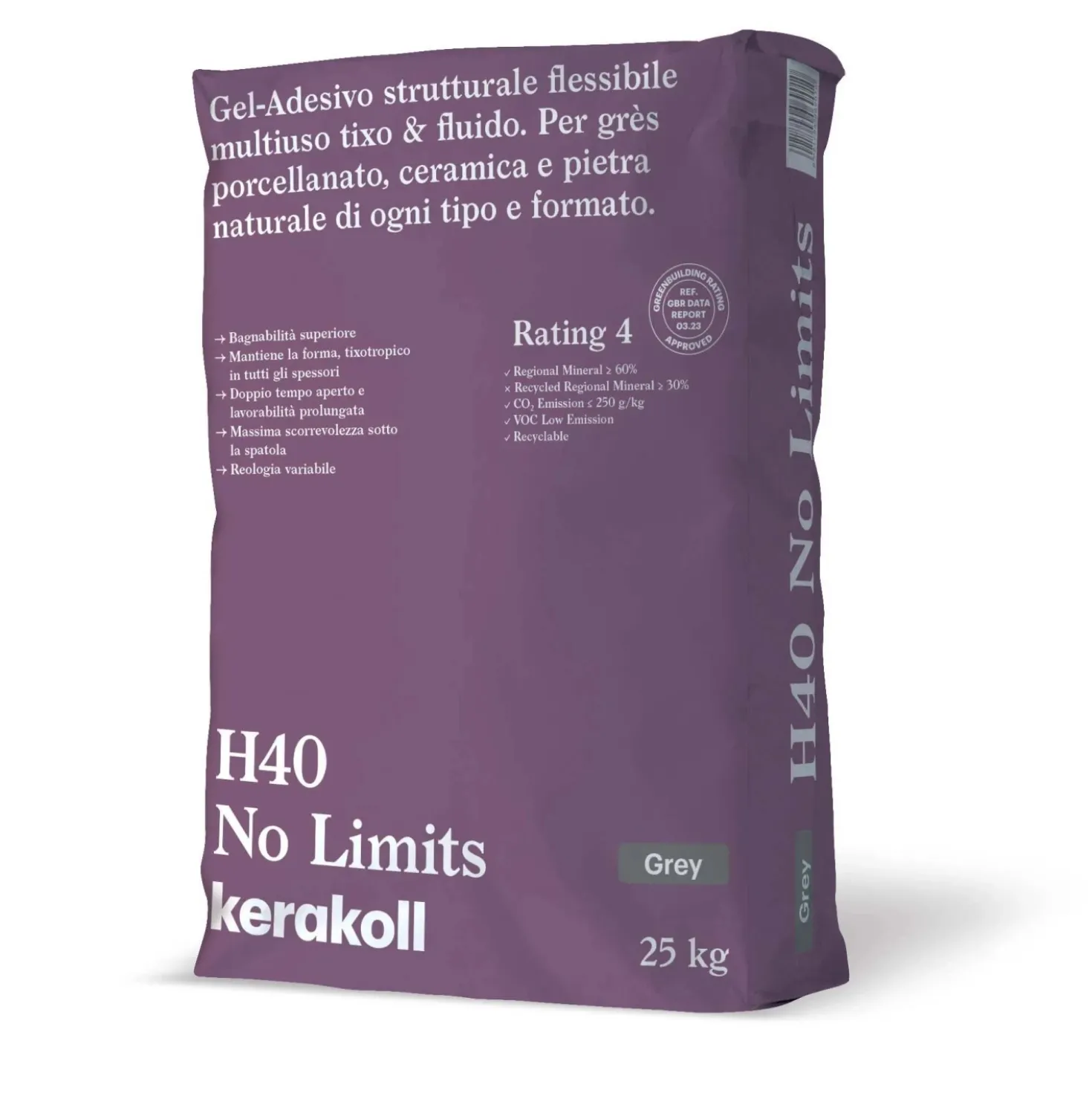 Colla in gel H40 No limits Kerakoll grigio 25 kg