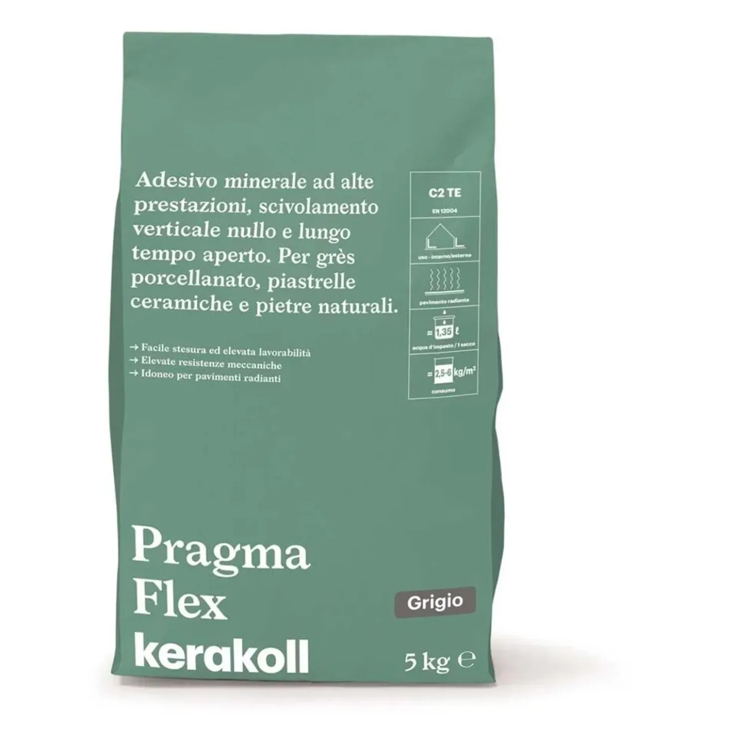 Colla per piastrelle adesivo minerale flex 5 kg grigio