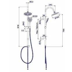 Colonna doccia Aruba tonda 3 getti cromo