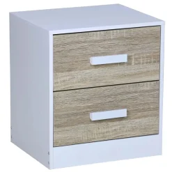 Comodino in pannello truciolare con 2 cassetti 40x34x45 cm bianco