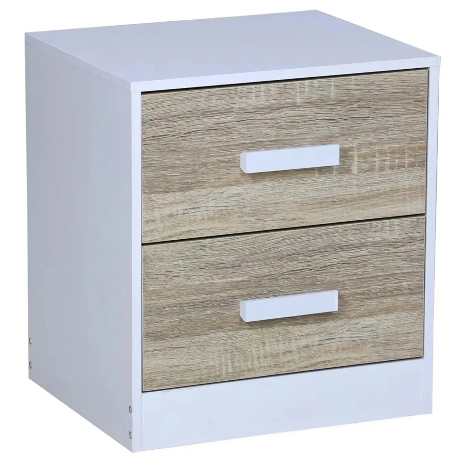 Comodino in pannello truciolare con 2 cassetti 40x34x45 cm bianco