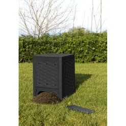 Compostiera da giardino per rifiuti in plastica 60x60x83 cm antracite