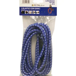 Confezione 2 elastici portabagagli con gancio in metallo lungh. 200 cm