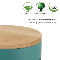Contenitore bagno Thea in bambù verde naturale