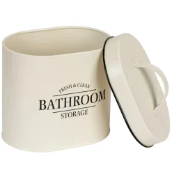 Contenitore da bagno con coperchio Uri ovale beige
