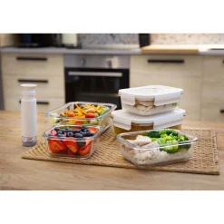 Contenitori in vetro per alimenti Aspifresh set 3 con pompa per sottovuoto