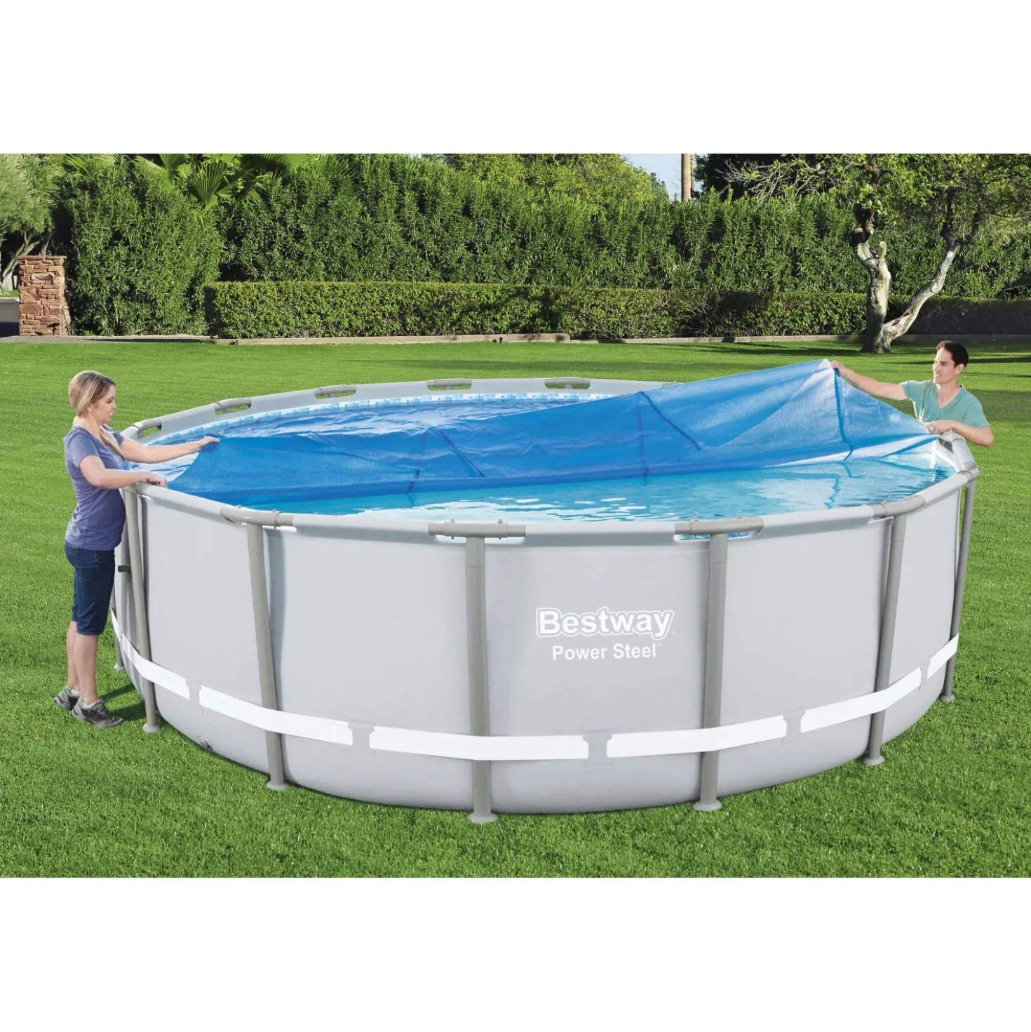 Copertura termica per piscine Bestway in PE rotonda Ø 462 cm blu
