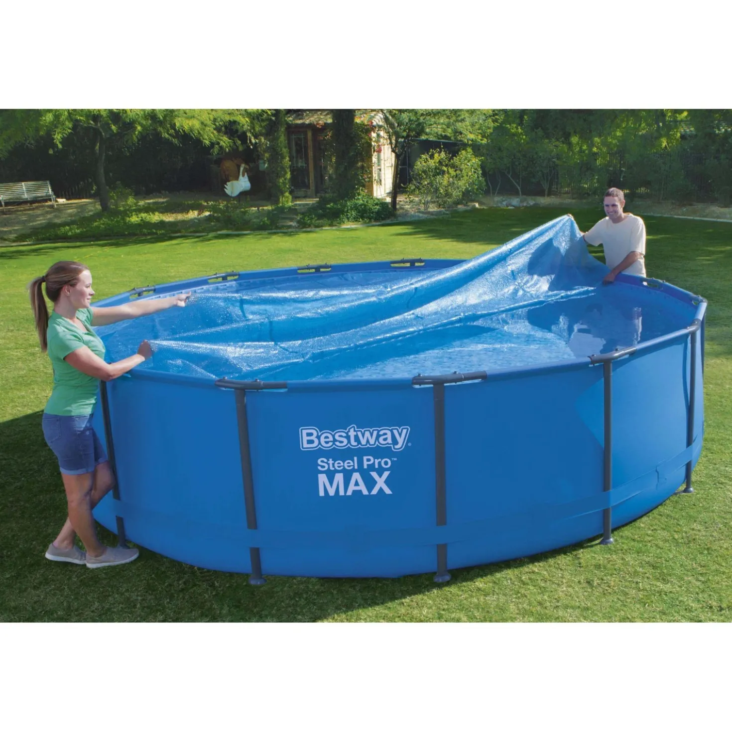 Copertura termica per piscine Bestway in PE rotonda Ø 462 cm blu