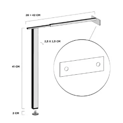 Coppia piedini per lavatoio x H 41/43 cm