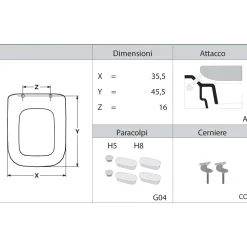 Copriwater a D SIT800 in termoindurente dedicato bianco