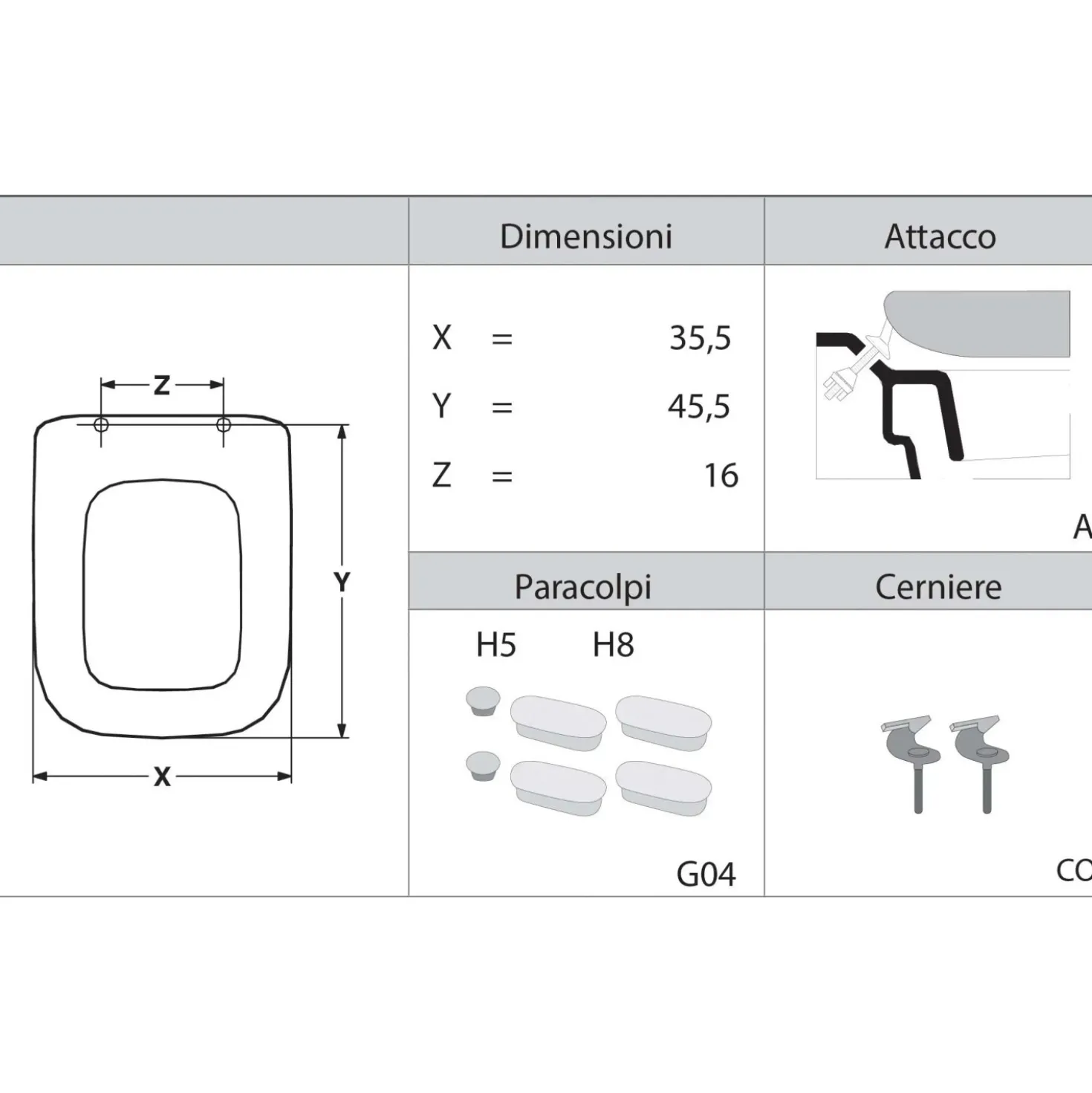 Copriwater a D SIT800 in termoindurente dedicato bianco