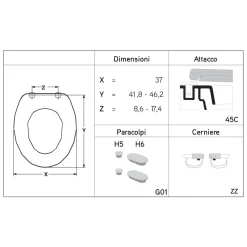 Copriwater ovale in termoindurente bianco