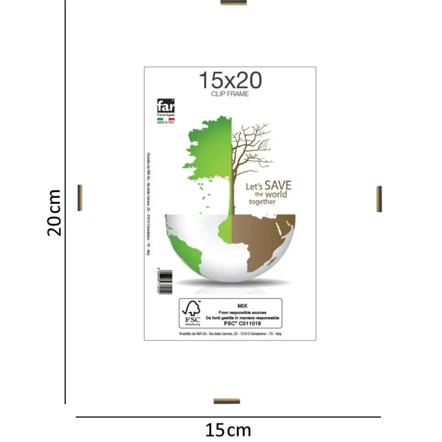 Cornice a giorno in vetro certificata FSC® 15x20 cm
