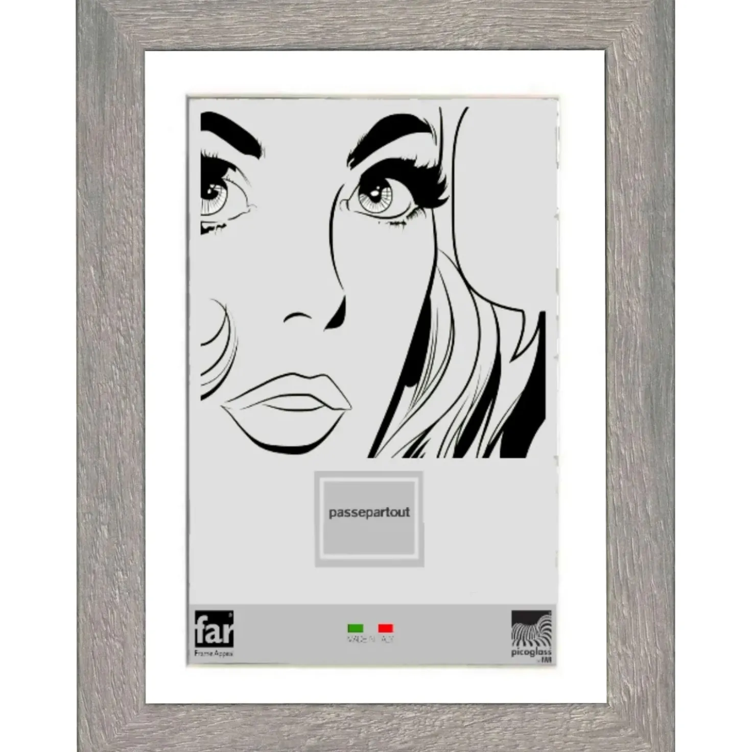 Cornice da muro Boyd con passepartout Grigio 30x40 cm