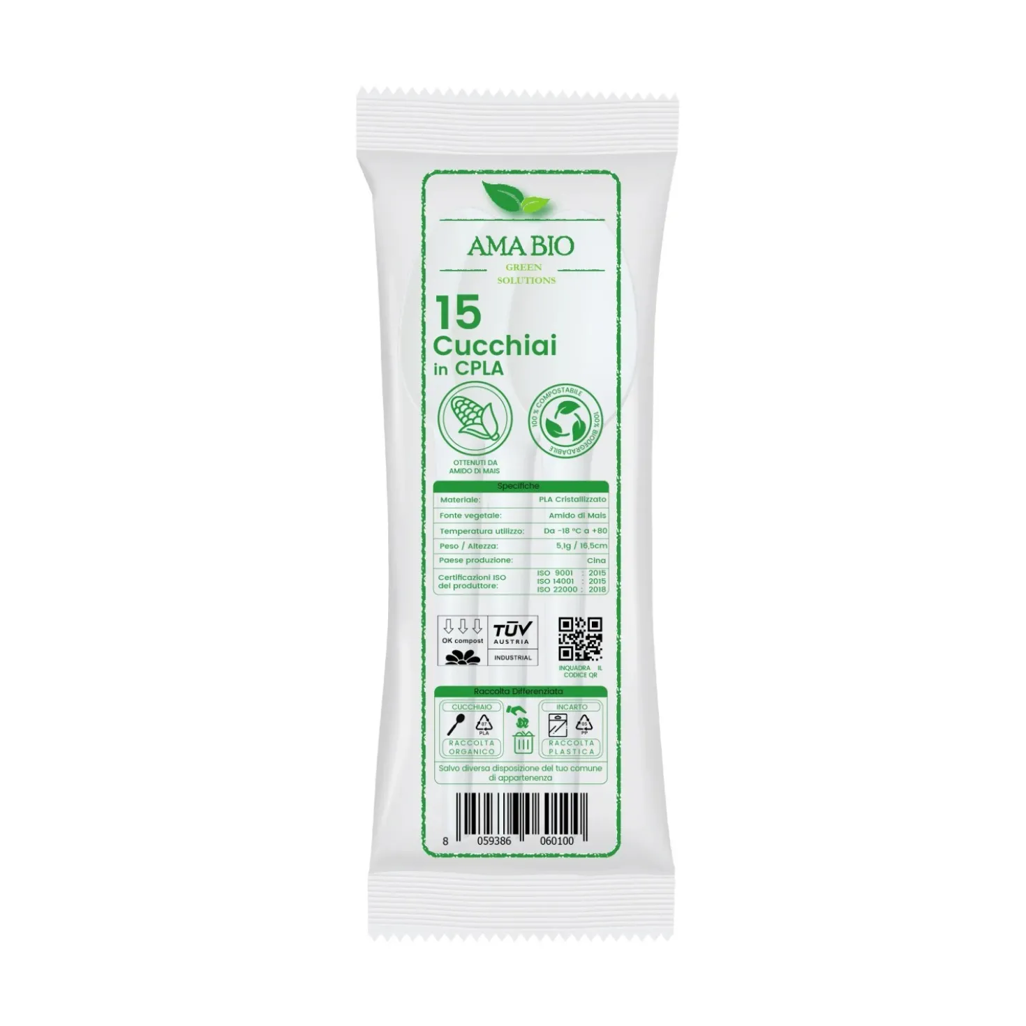 Cucchiai biodegradabili Ama Bio H 16,5 cm termoresistenti
