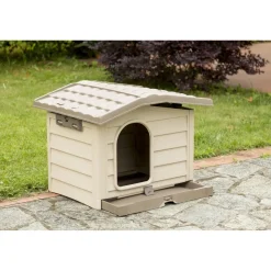 Cuccia per cani Bungalow Large beige 110x94x77 cm