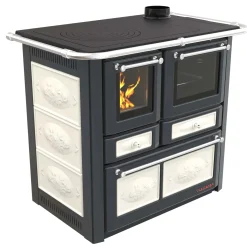 Cucina a legna Emilia Plus Ceramica 6,3 kW grigio e bianco