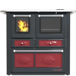 Cucina a legna Emilia Plus Ceramica 6,3 kW grigio e rosso