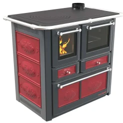 Cucina a legna Emilia Plus Ceramica 6,3 kW grigio e rosso