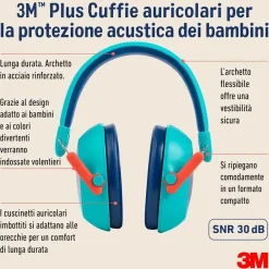 Cuffie auricolari 3M Plus per la protezione acustica dei bambini, (87 - 98 dB)
